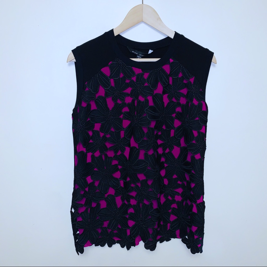 Atina Cristina Lace Overlay Sleeveless Blouse